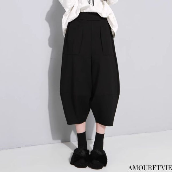 コクーンパンツ クロップドパンツ 8分丈 ブラック 黒 /レディース モレビー|モード系ファッションブランド